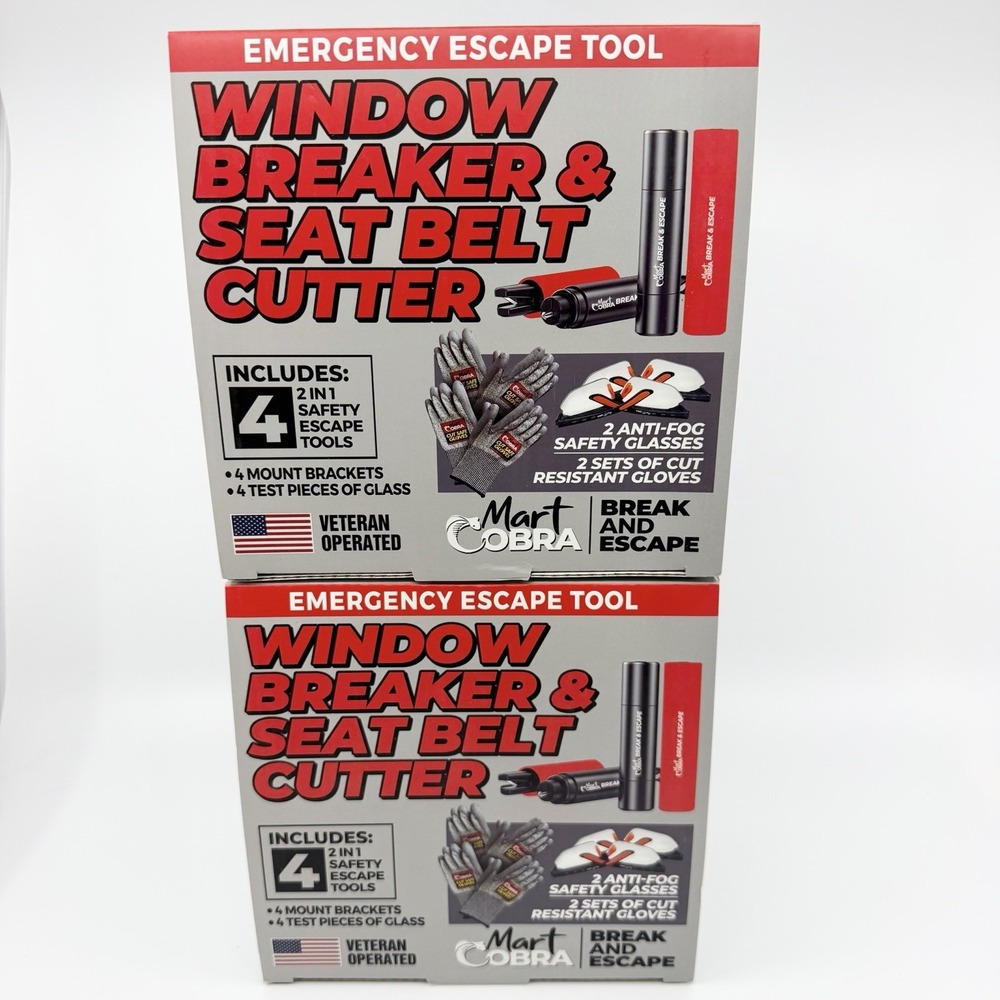 CobraMart Emergency Window Breaker And Seatbelt Cutter Kit Car Safety Kit 2 PACK